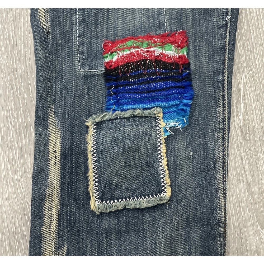 FREE PEOPLE ARTISAN DE LUXE PATCHED SKINNY JEAN BOHO FESTIVAL RARE Women Sz 30 - Picture 5 of 11